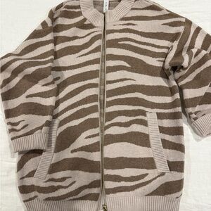 Varley Brown and Cream Zebra Cardigan